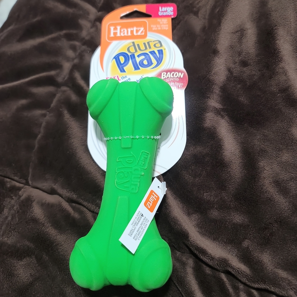 NWT Hartz Dura Play Bone Squeaky Latex Dog Toy Large